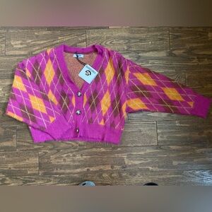 DAYDREAMER NWT Argyle Cardigan in Fuchsia Sunset- Size Large